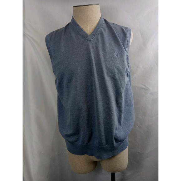 Vintage IZod Sweater Vest Men's Size Large Blue Pullover Vest Sleeveless Shirt - Picture 1 of 16